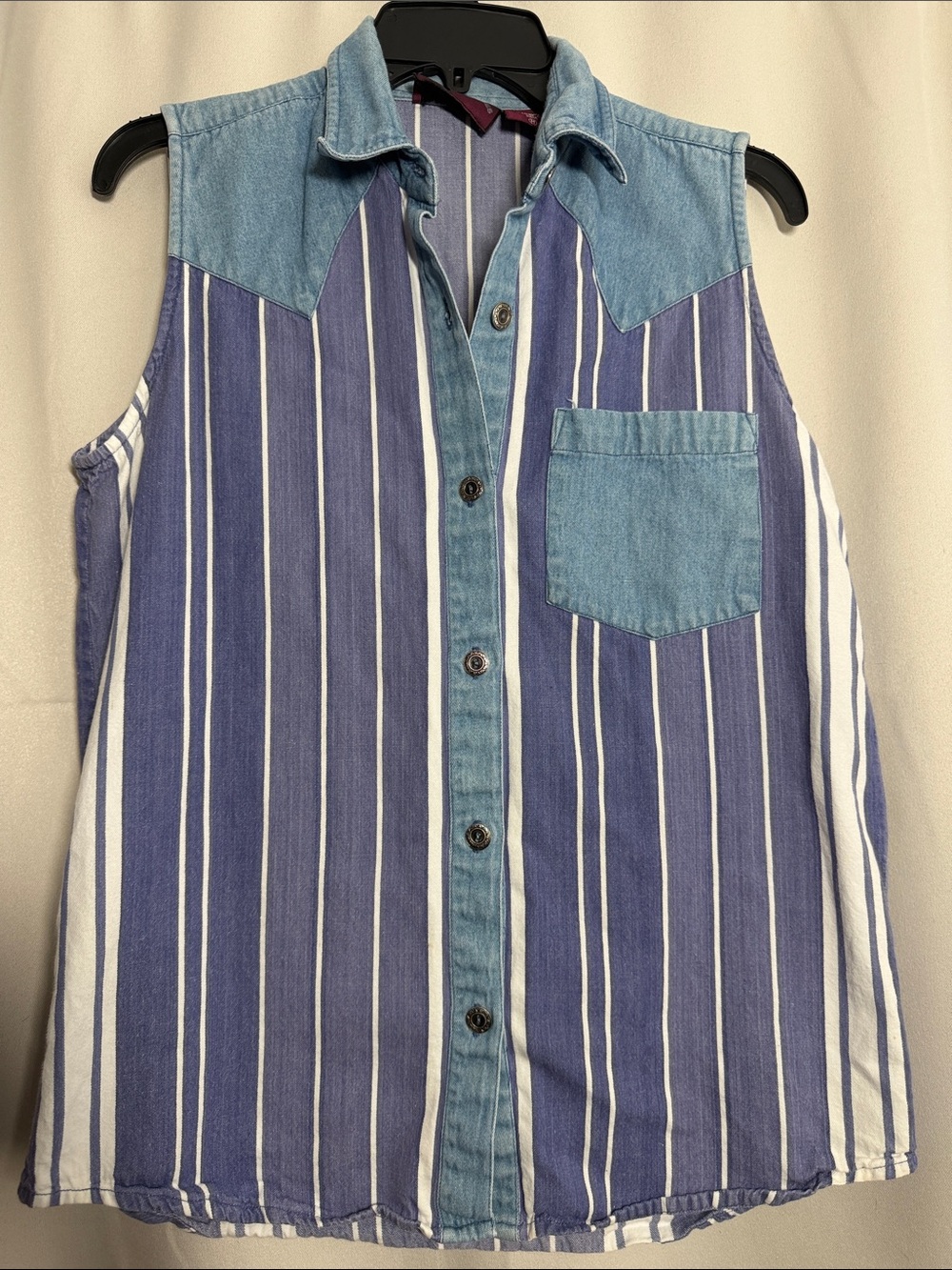 VTG Gordon & James Sleeves Denim Striped Button Down Aztec Western Top Medium